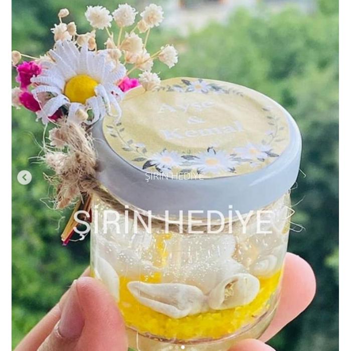 Kavanozda Papatya Ve Doğal Çiçekli Nikah Nişan Söz Hediyelikleri