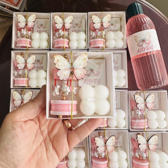 Kelebek Ahşap Figür Atlı Karınca Mum Çikolata Kutusu