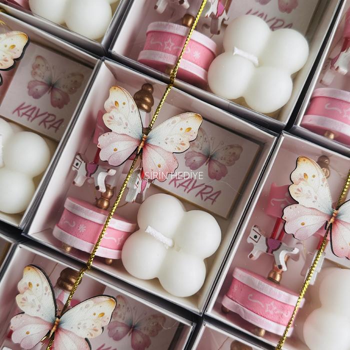 Kelebek Ahşap Figür Atlı Karınca Mum Çikolata Kutusu