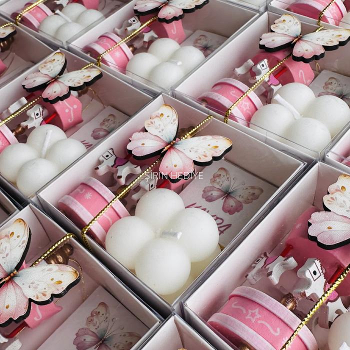 Kelebek Ahşap Figür Atlı Karınca Mum Çikolata Kutusu