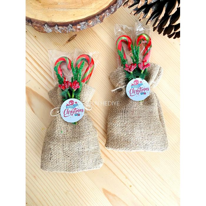 Kese İçinde Baston Şeker Yeni Yıl Hediyesi