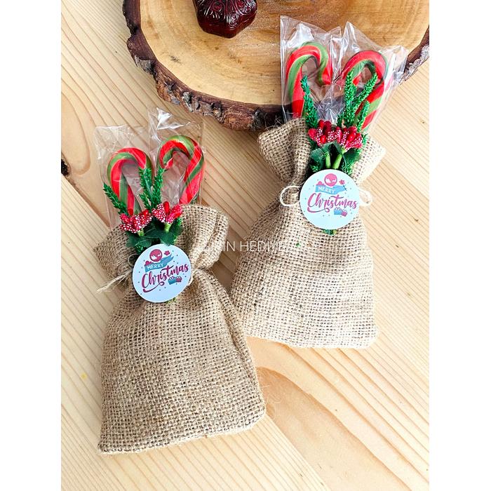 Kese İçinde Baston Şeker Yeni Yıl Hediyesi