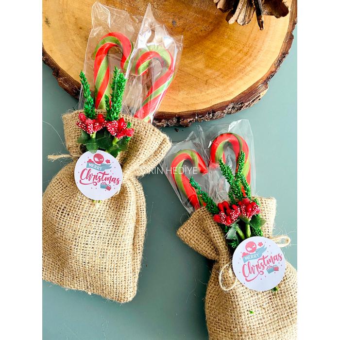 Kese İçinde Baston Şeker Yeni Yıl Hediyesi