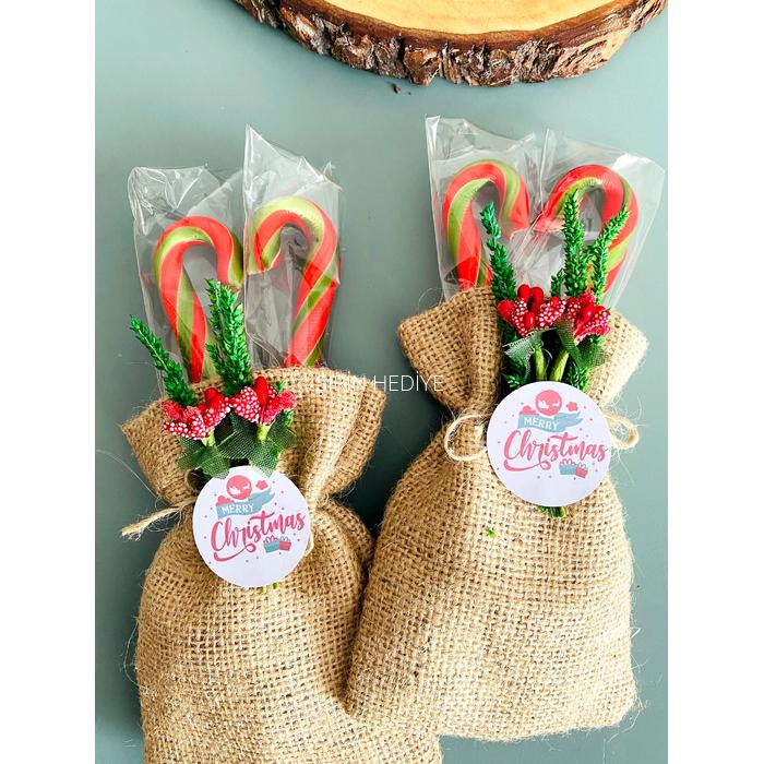 Kese İçinde Baston Şeker Yeni Yıl Hediyesi