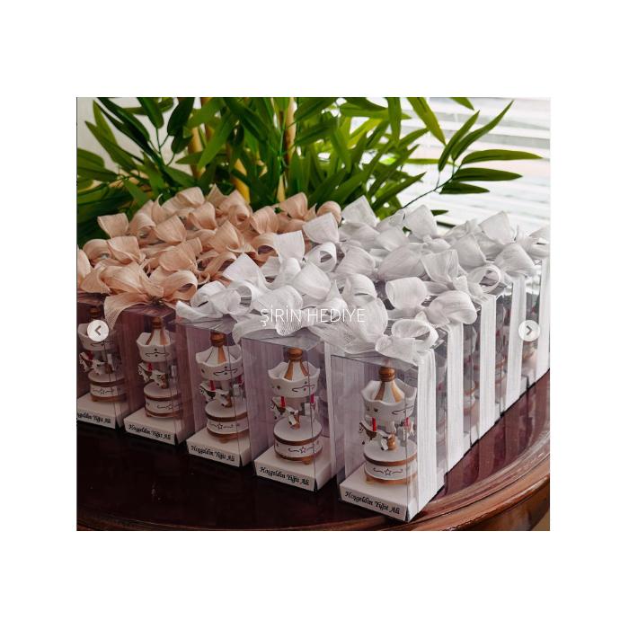 Keten Kurdele Ahşap Dekoratif Atlı Karınca Kutusu