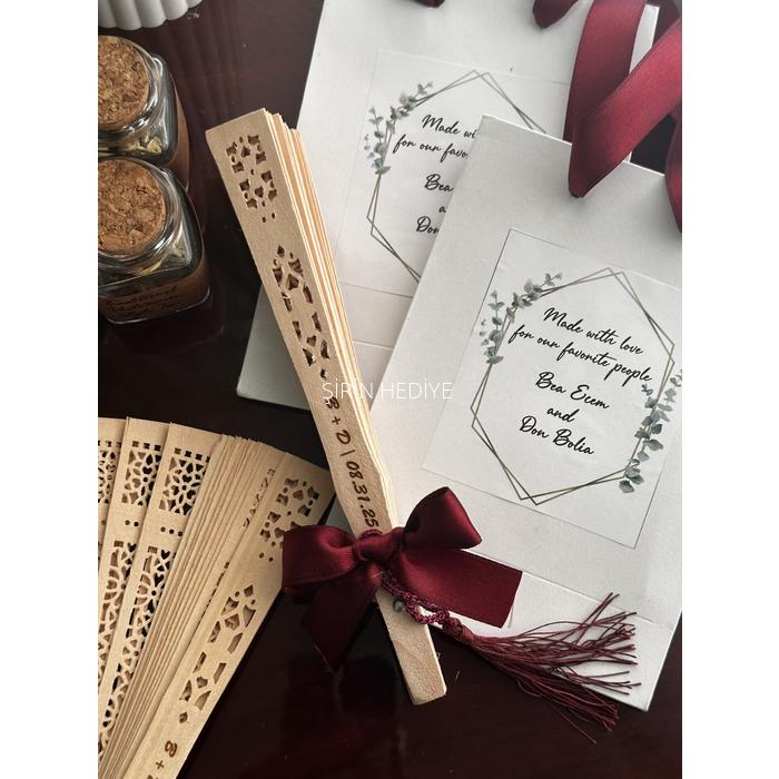 Kişiye Özel Kazıma Lazer Bambu Yelpaze Hediyelik