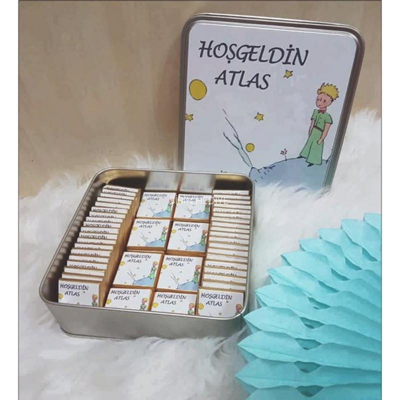 50ad Kişiye Özel Küçük Prens Temalı Metal Çikolata Kutusu 117.80 TL + KDV