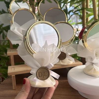 Kişiye Özel Mühürlü Masa Üstü Ayaklı Gold Ayna 