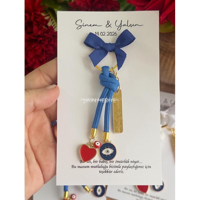 Kişiye Özel Nazar-Kalp Temalı Charm Anahtarlık Hediyesi