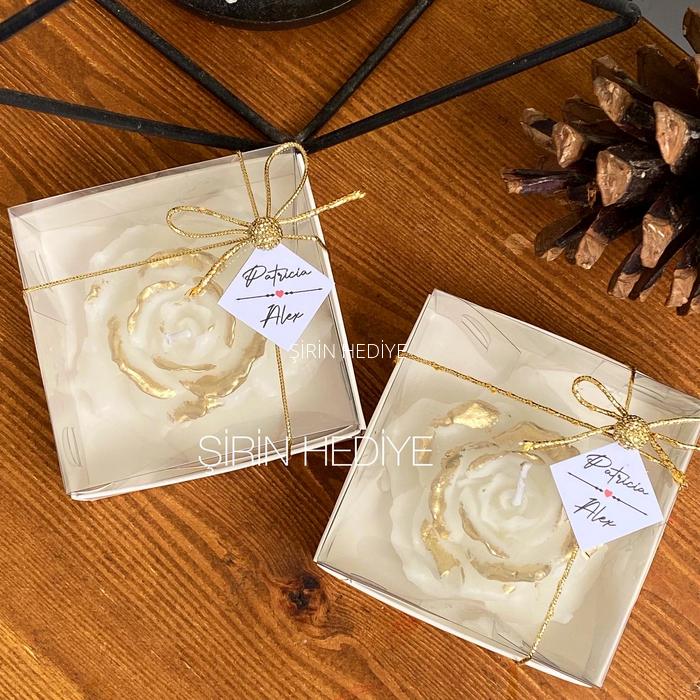 Kişiye Özel Orkide Mum Nikah Söz Nişan Düğün Hediyelikleri