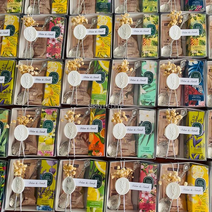 Kolonya Kahve Kaşık Mühürlü Nişan Hediyelikleri