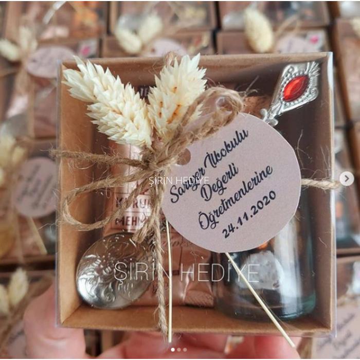 Kraft Kutuda Taşlı Metal Kaşık Kahve Çikolata Nikah Nişan Söz Hediyelikleri