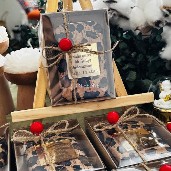 Leopar Desenli Pleksi İsme Özel  Dikdörtgen El Aynası