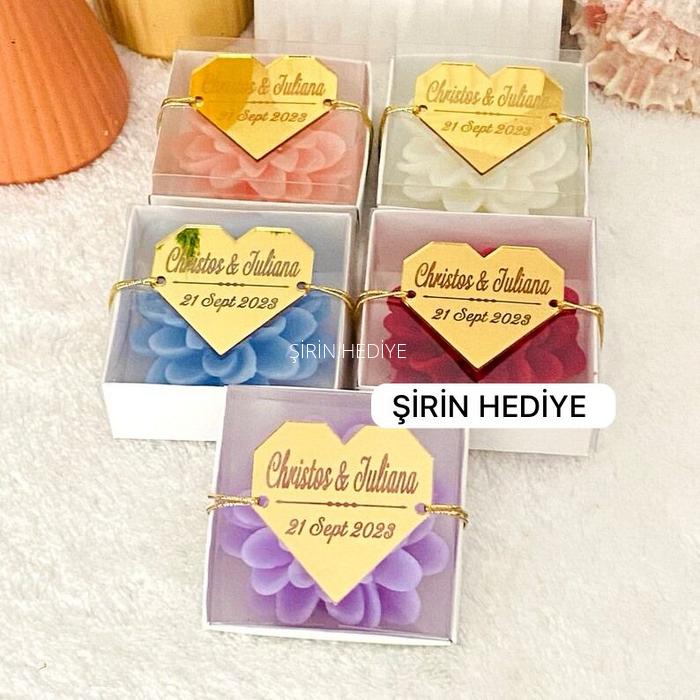 Lotus Çiçek Mum - Kişiye Özel Pleksi Prizma Kalp Ayna
