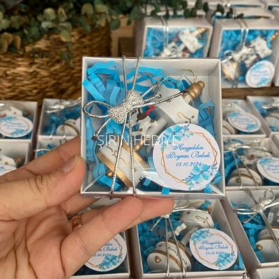 Mavi Ahşap Atlı Karınca Bebek Doğum Günü Hediyelikleri