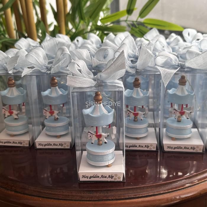 Mavi Keten Kurdele Atlı Karınca Kutusu