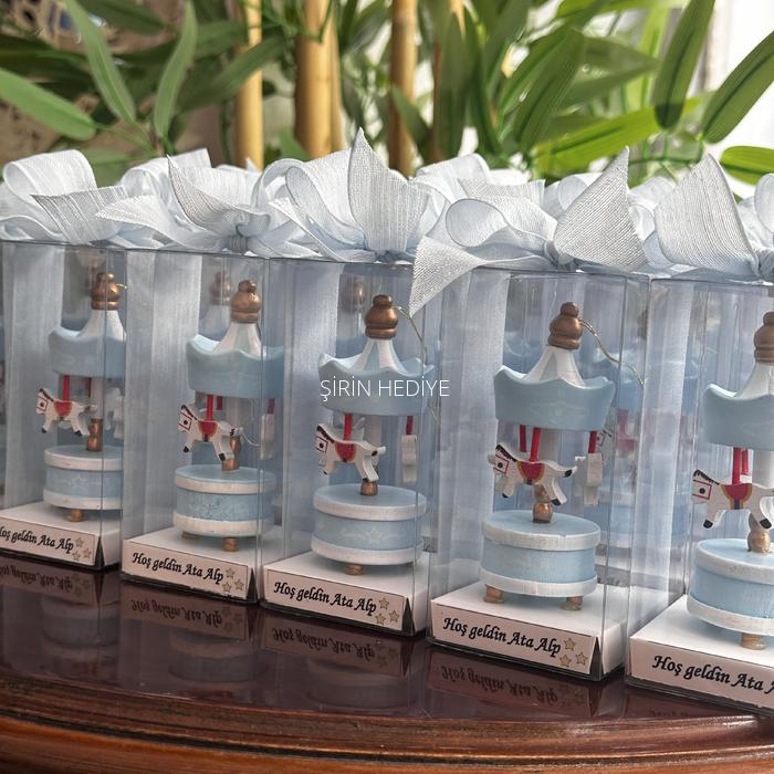 Mavi Keten Kurdele Atlı Karınca Kutusu