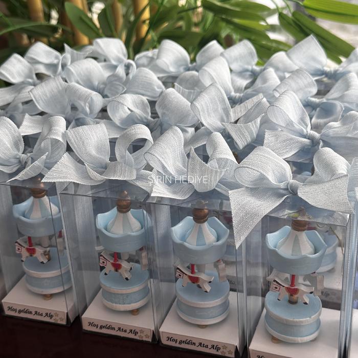 Mavi Keten Kurdele Atlı Karınca Kutusu