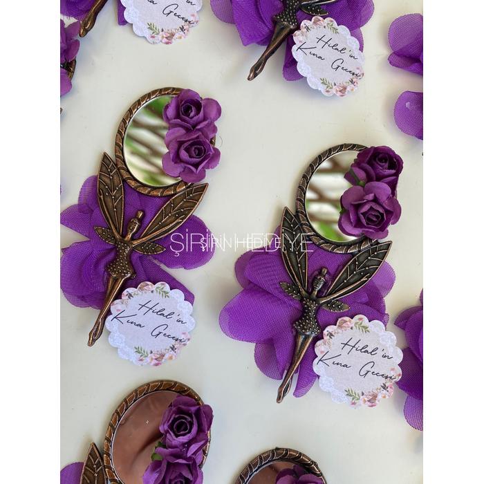 Kutulu Metal Peri El Aynası Kına Nikah Nişan Hediyelikleri