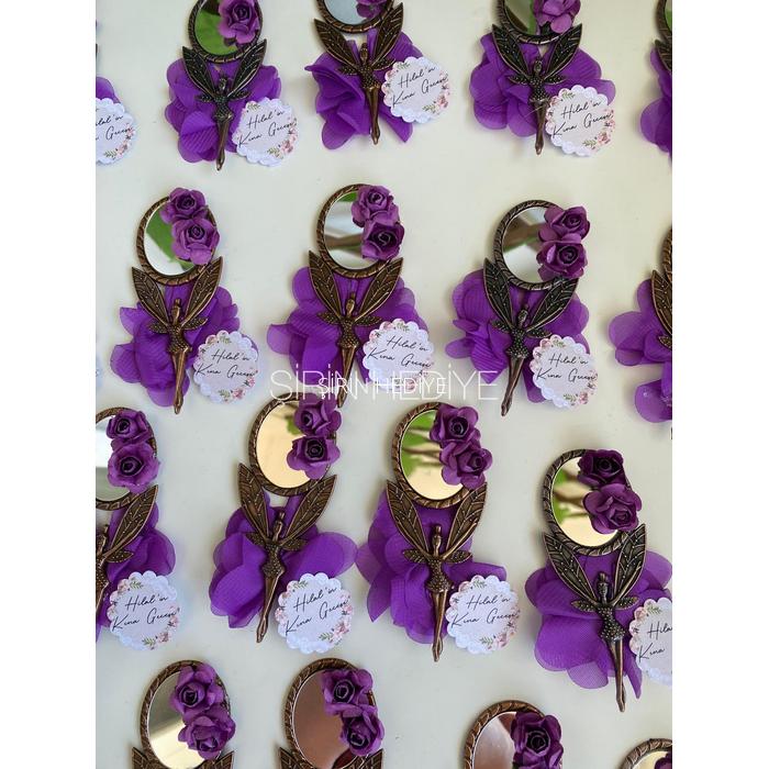 Kutulu Metal Peri El Aynası Kına Nikah Nişan Hediyelikleri