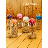 Mini Cam Fanus İçinde Gül Nikah Nişan Söz Bebek Hediyelikleri