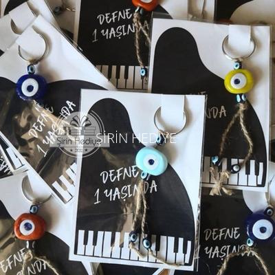 NAZAR BONCUKLU ANAHTARLIK DOĞUM GÜNÜ HEDİYESİ - PİYANO MODEL