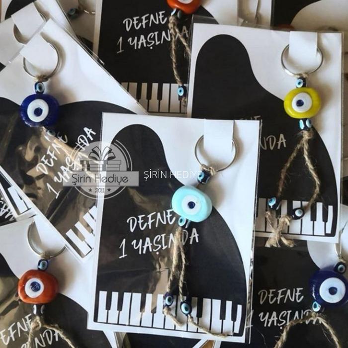 NAZAR BONCUKLU ANAHTARLIK DOĞUM GÜNÜ HEDİYESİ - PİYANO MODEL