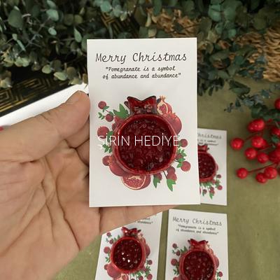 El Yapımı Ortası Taşlı Nar Bereket Sembolü Magnet- Özel Tasarım Yeni Yıl Hediyesi