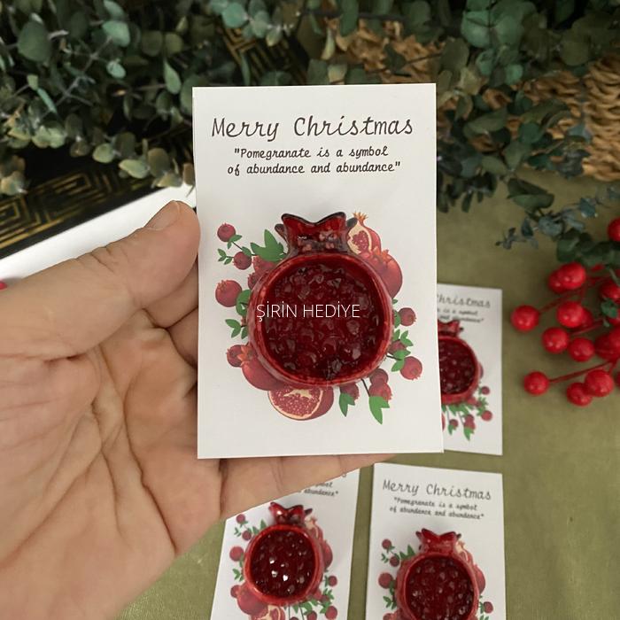 El Yapımı Ortası Taşlı Nar Bereket Sembolü Magnet- Özel Tasarım Yeni Yıl Hediyesi