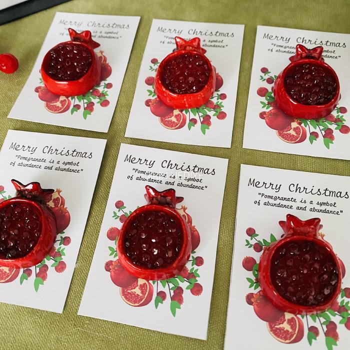 El Yapımı Ortası Taşlı Nar Bereket Sembolü Magnet- Özel Tasarım Yeni Yıl Hediyesi