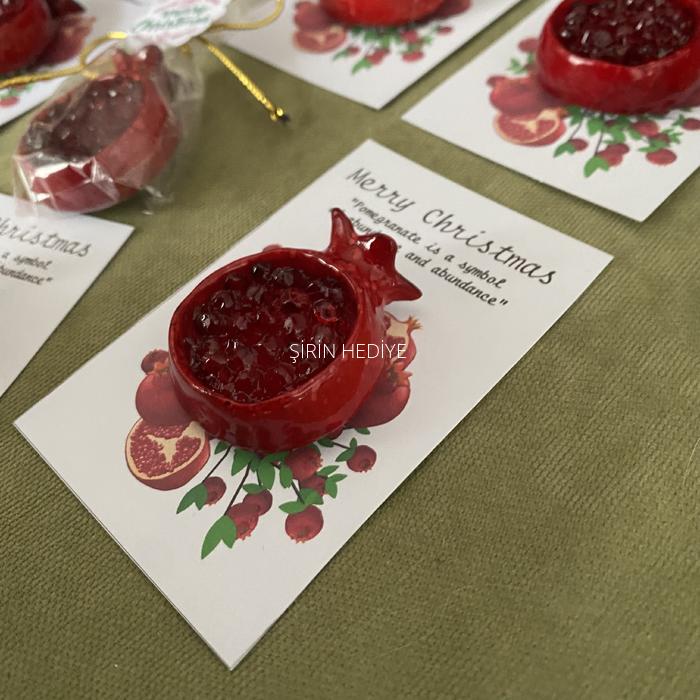 El Yapımı Ortası Taşlı Nar Bereket Sembolü Magnet- Özel Tasarım Yeni Yıl Hediyesi