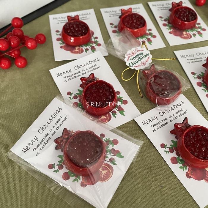 El Yapımı Ortası Taşlı Nar Bereket Sembolü Magnet- Özel Tasarım Yeni Yıl Hediyesi