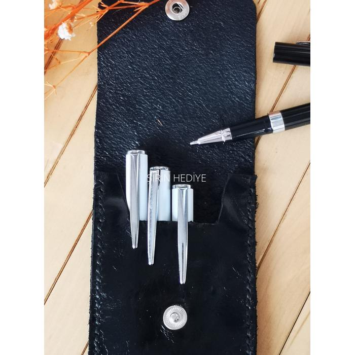 Orjinal Deri El Yapımı Siyah Kalemlik