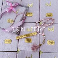 Pembe Renk Asetat Kutuda Kişiye Özel Kadife Yasin Kitabı Tesbih Seti Hediyelikleri