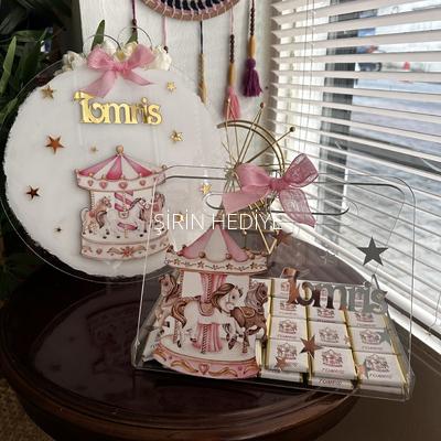 Pleksi Çanta İçinde 50 adet Çikolata Hediyelik Pembe