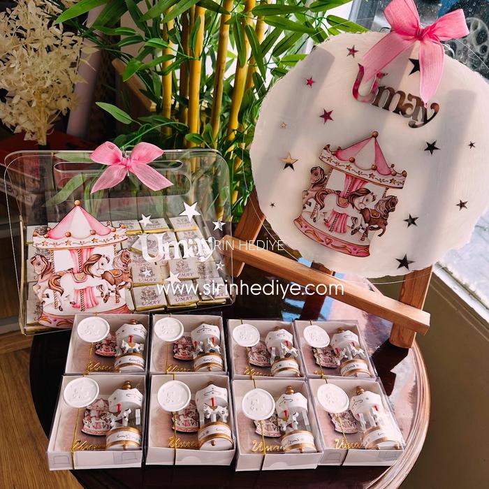 Pleksi Çanta İçinde 50 adet Çikolata Hediyelik Pembe