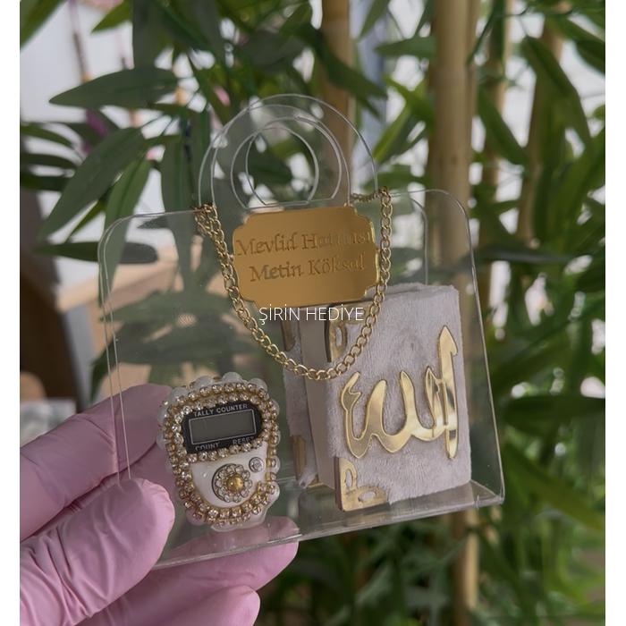 Pleksi Çanta İçinde Zikirmatik ve Kuran'ı Kerim Hediye Seti