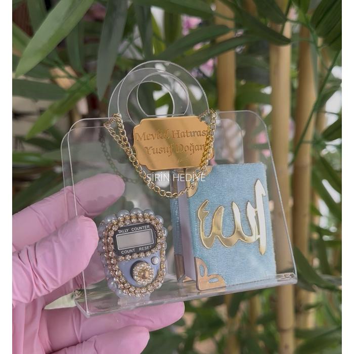 Pleksi Çanta İçinde Zikirmatik ve Kuran'ı Kerim Hediye Seti