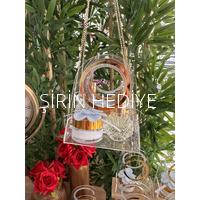 Pleksi Çanta Kutuda Cam Kavanozda Krem ve Tasarım Kolonya Şişesi Hediye Seti