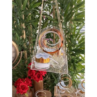 Pleksi Çanta Kutuda Cam Kavanozda Krem ve Tasarım Kolonya Şişesi Hediye Seti