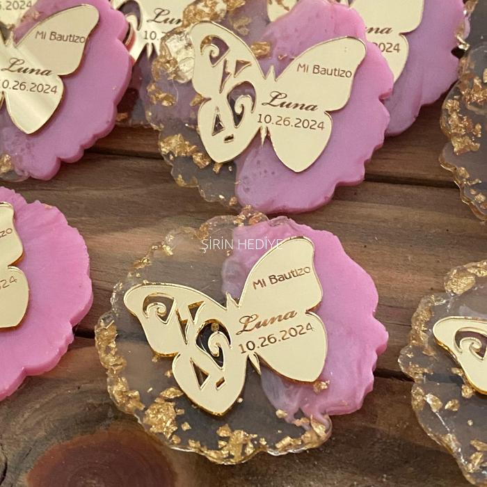 Pleksi Kelebek Epoksi Magnet Nişan Hediyelikleri