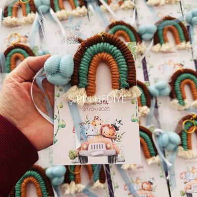 Safari Temalı Makrome Anahtarlık Ve Badem Şekeri Hediyesi