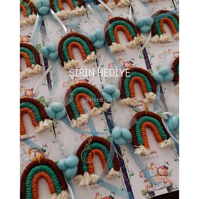 Safari Temalı Makrome Anahtarlık Ve Badem Şekeri Hediyesi