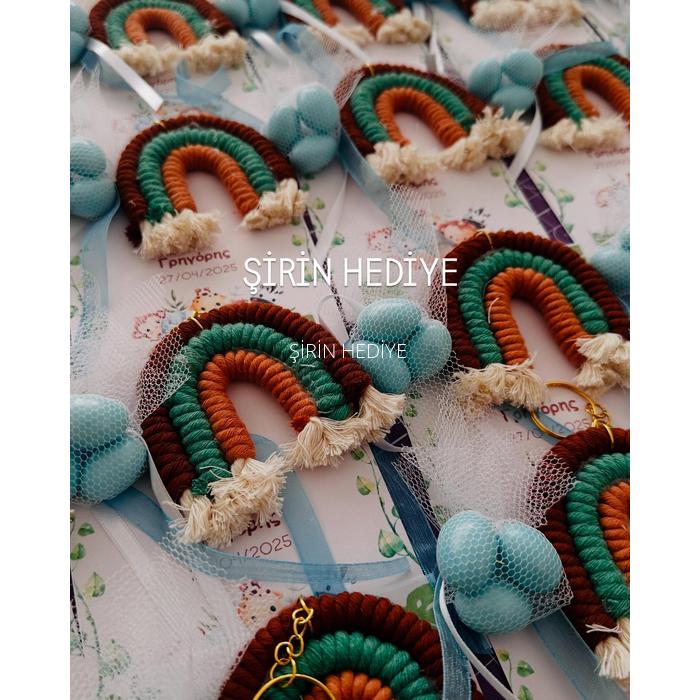 Safari Temalı Makrome Anahtarlık Ve Badem Şekeri Hediyesi