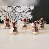 Şişede Çiçekli Kahve Çekirdekli Nikah Nişan Düğün Kına Hediyelikleri