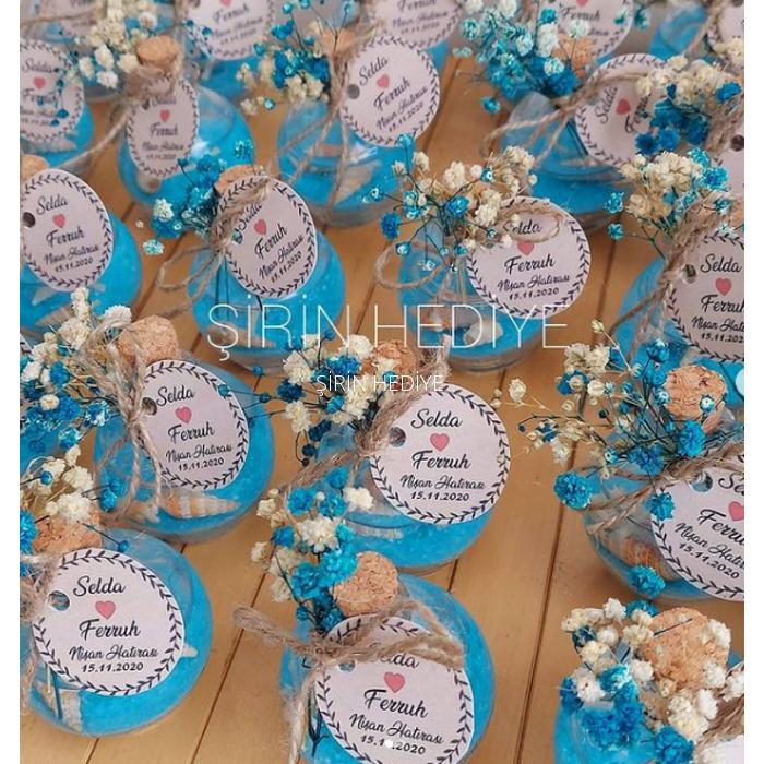 Top Şişede Nikah Nişan Söz Kına Doğum İçin Jel Mum Hediyelikleri