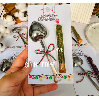 Yeni Yıl Özel Çelik Kalp Demleme Süzgeci ve Tüp Şişede Bitki Çayı