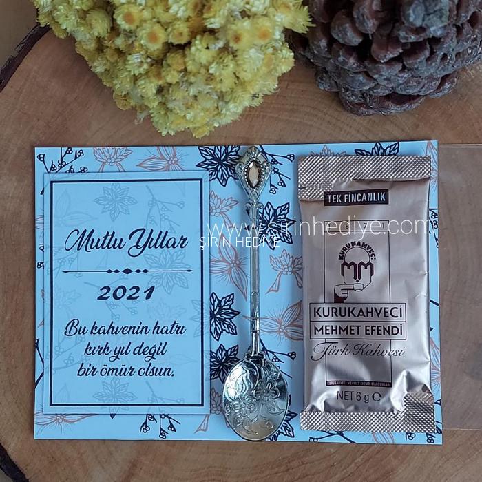 Yeni Yıl Temalı Taşlı Metal Kaşık Kahve Hediyelikleri