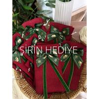 Yılbaşı Kesesi içinde Süslenmiş Cam Krem Kavanoz Set