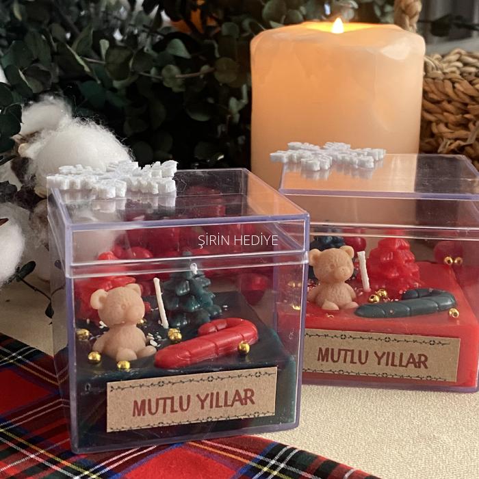 Yılbaşı Özel Büyük Mika Kutuda Tasarım Mum